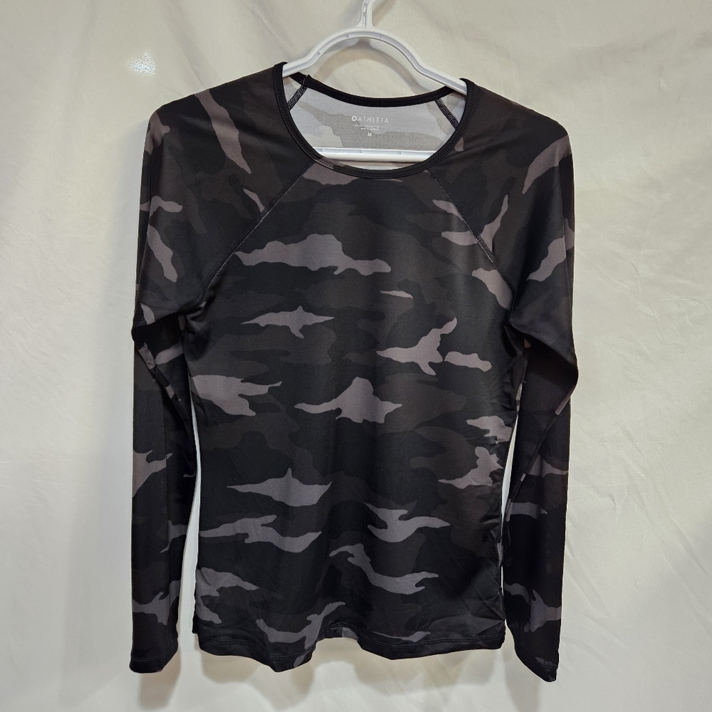 Athleta Speedlight Camo Top Black And Gray Medium